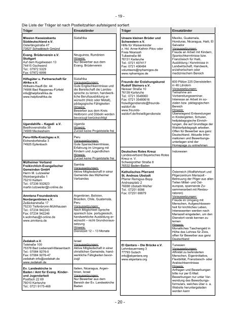 ADiA Infoblatt des BAZ - ICJA Freiwilligenaustausch weltweit  e.V.