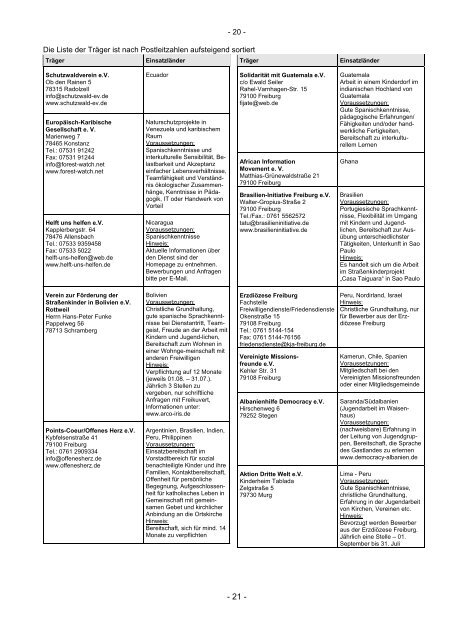 ADiA Infoblatt des BAZ - ICJA Freiwilligenaustausch weltweit  e.V.