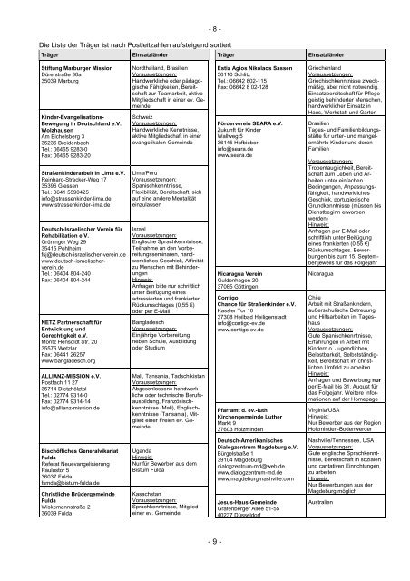 ADiA Infoblatt des BAZ - ICJA Freiwilligenaustausch weltweit  e.V.