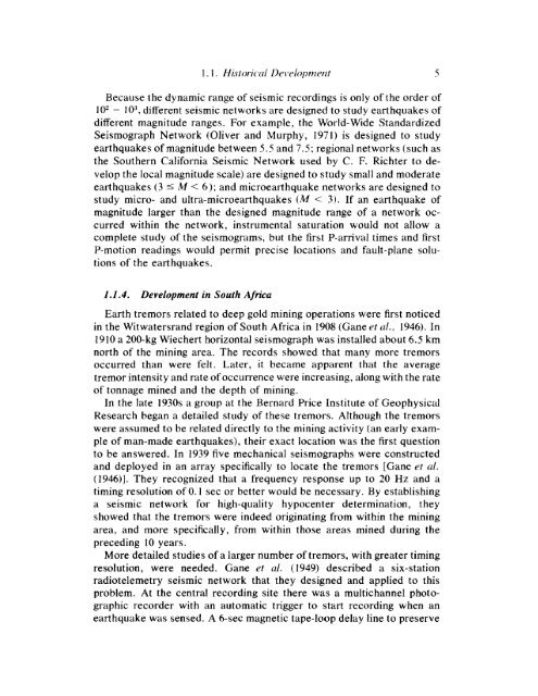 principles and applications of microearthquake networks