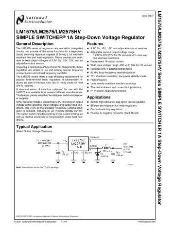 LM2575 SIMPLE SWITCHER 1A Step-Down Voltage ... - 320Volt