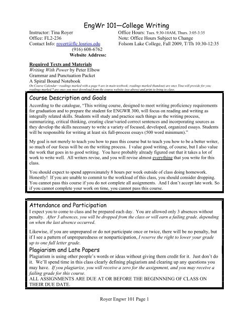 Syllabus - Folsom Lake College