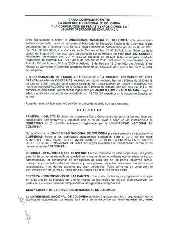 carta compromiso entre la universidad nacional de colombia y la ...