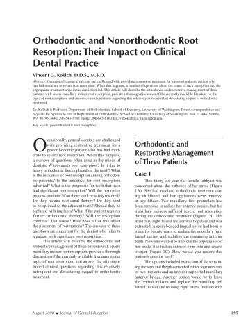 Orthodontic and Nonorthodontic Root Resorption - Journal of Dental ...