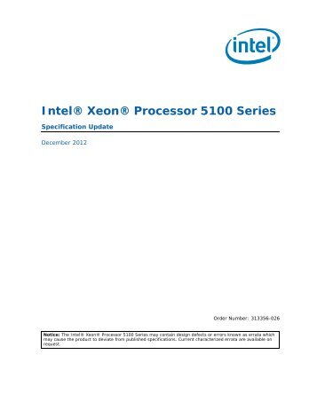 Intel® Xeon® Processor 5100 Series Specification Update