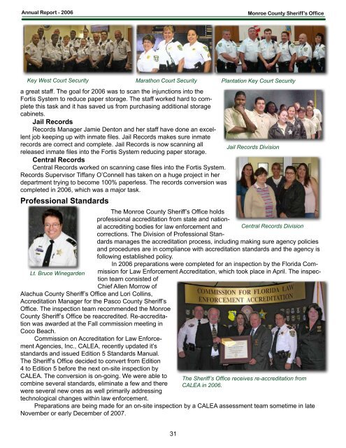 Annual Report, Year 2006 - Monroe County Sheriff's Office