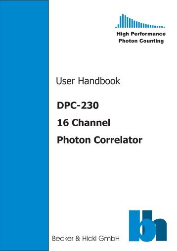 DPC-230 16 Channel Photon Correlator User ... - Becker & Hickl