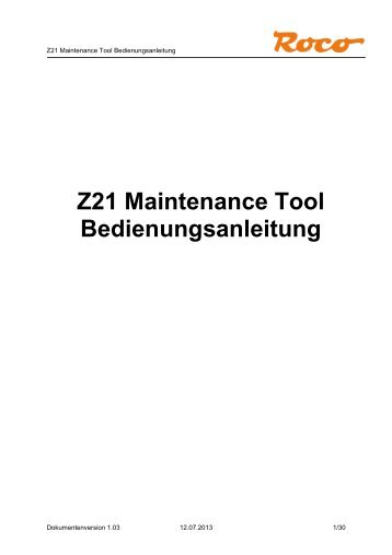 Z21 Maintenance V1.03 - Manual