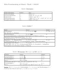 Kleine Formelsammlung zur Klausur - Physik 1 - 28.02.06