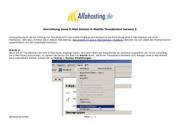 Einrichtung eines E-Mail Kontos in Mozilla Thunderbird ... - Alfahosting
