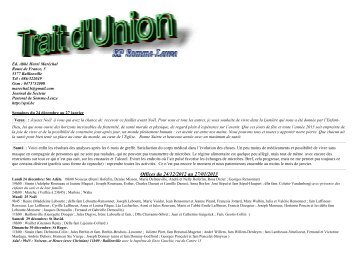 trait d'Union Janvier 2013 - Secteur Paroissial de Somme-Leuze