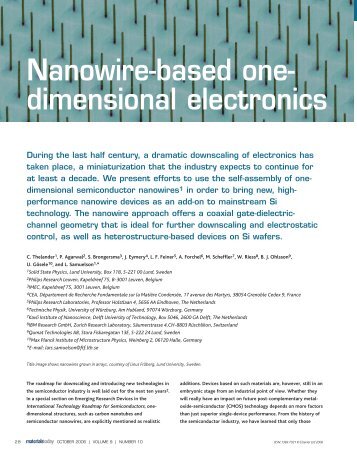 Nanowire-based one- dimensional electronics