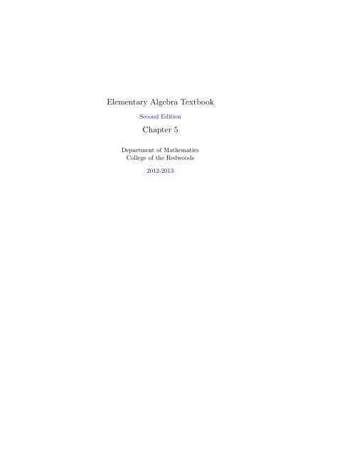 Math 376 Prealgebra Textbook College Of The Redwoods