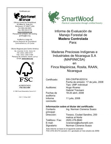Informe de EvaluaciÃ³n de Manejo Forestal de Madera Controlada ...
