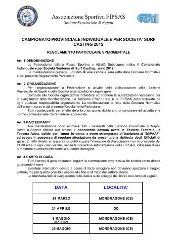 Regolamento Campionato Provinciale di SurfCasting - FIPSAS Napoli