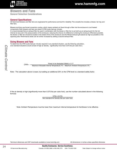 Climate Control Components and Equipment for ... - Hammond Mfg.