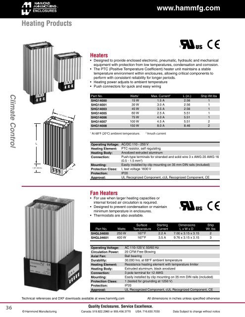 Climate Control Components and Equipment for ... - Hammond Mfg.