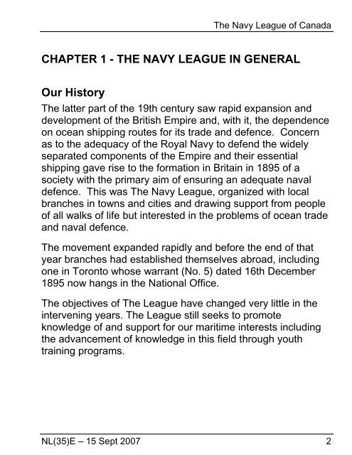 The Navy League of Canada 1 NL(35)E â 15 Sept 2007