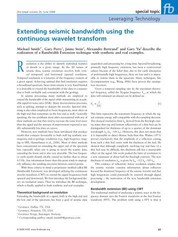 Extending seismic bandwidth using the continuous wavelet transform