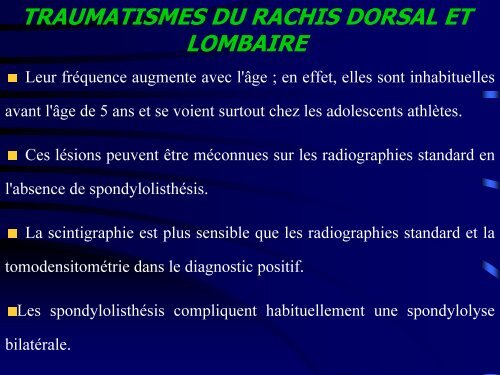 Les traumatismes du rachis de l'enfant