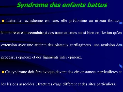 Les traumatismes du rachis de l'enfant