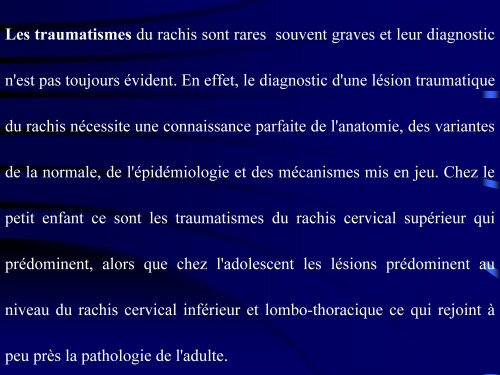 Les traumatismes du rachis de l'enfant