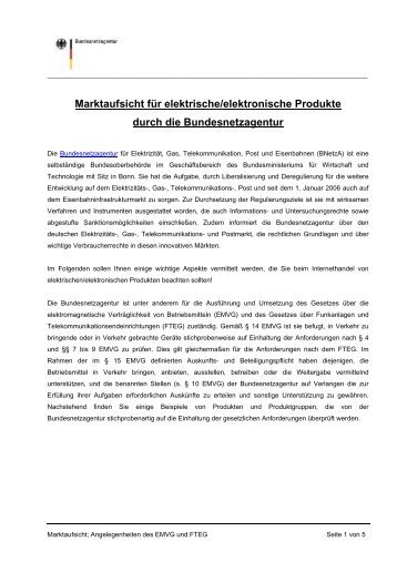 Marktaufsicht für elektrische/elektronische ... - Bundesnetzagentur