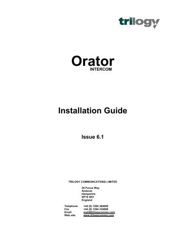 Orator Document - Trilogy Communications