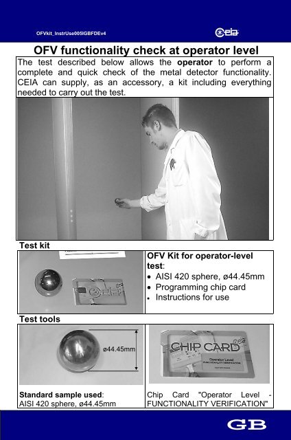 GB OFV functionality check at operator level - Ceia