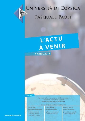 L'ACTU À VENIR - Università di Corsica Pasquale Paoli