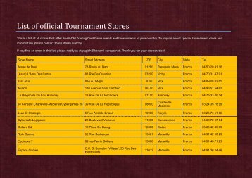 List of official Tournament Stores - Yu-Gi-Oh!