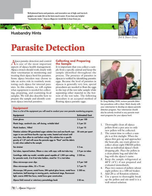 Alpaca Parasite Detection - Southern Iowa Alpacas
