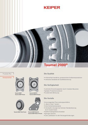 Integrationsmöglichkeiten Taumel 2000® Disk - Keiper