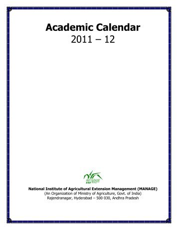 Academic Calendar 2011 – 12 - manage