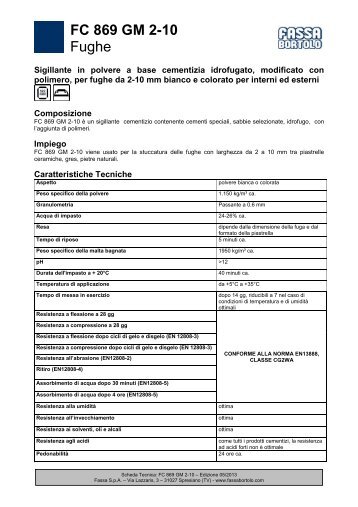 Scheda tecnica FC 869 GM 2-10 - Fassa Bortolo