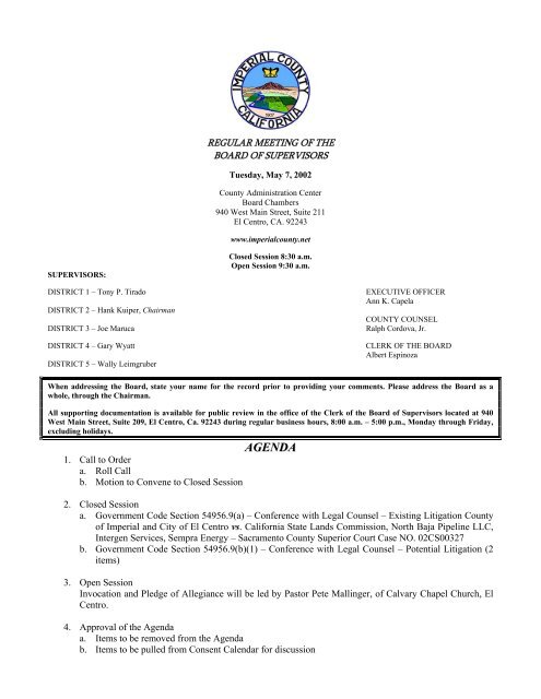 AGENDA - County of Imperial