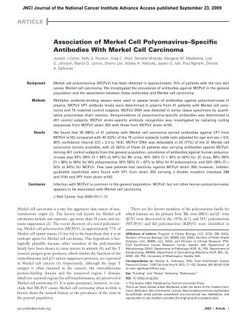 Association of Merkel Cell Polyomavirus â Specific Antibodies With ...