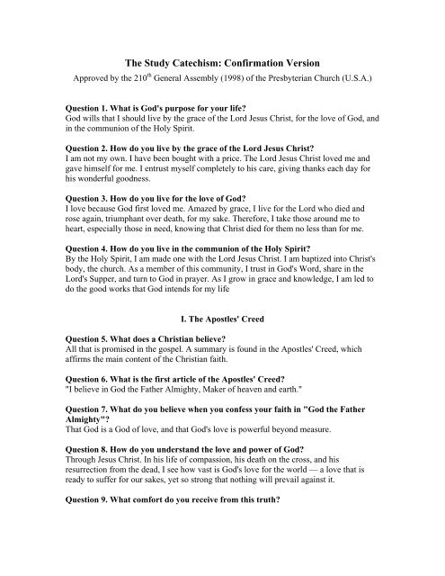 The Study Catechism Confirmation Version