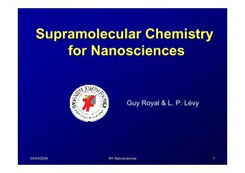 Supramolecular Chemistry for Nanosciences