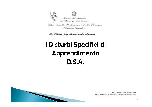 DSA - Ufficio XII - Modena - Ufficio scolastico regionale per l'Emilia ...