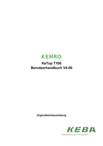 KeTop T100 Benutzerhandbuch V4.00 - Keba