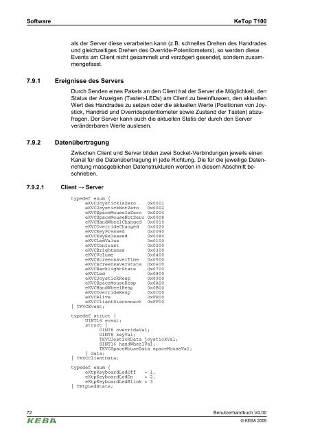 KeTop T100 Benutzerhandbuch V4.00 - Keba