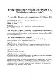 Protokoll der Jahreshauptversammlung 2013 Teil 1 - Bridgebezirk ...