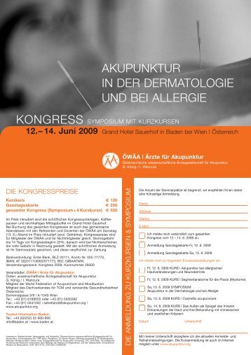 akupunktur in der dermatologie und bei allergie - Österreichische ...