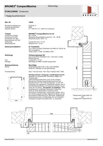 technisches Blatt zu BZU 15848 Maxima UD28 DE - Brunex