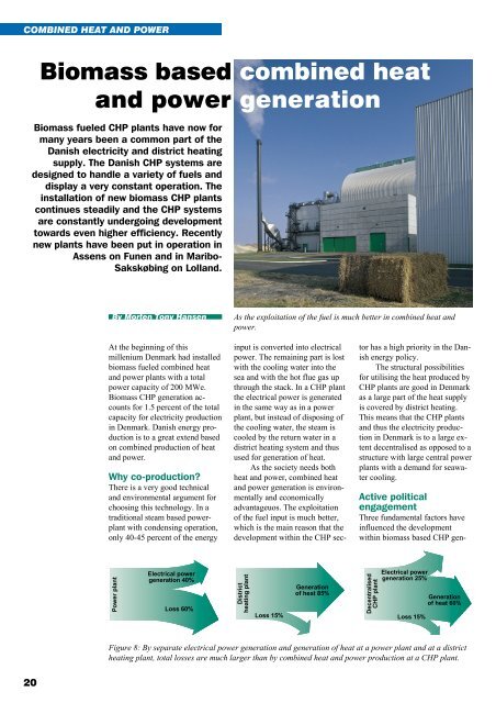 Biomass based combined heat and power generation