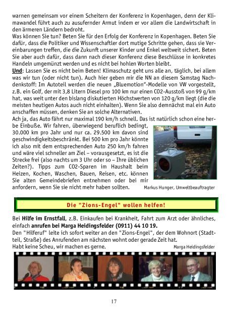 Gemeindebrief Dezember 2009 â€“ Januar 2010 - Zionsgemeinde