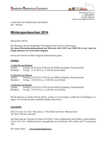 Wintersportwochen 2014 - Realschule Landshut