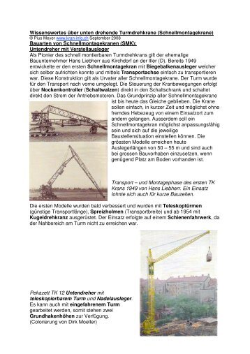 Wissenswertes Ã¼ber unten drehende Turmdrehkrane - kran-info.ch