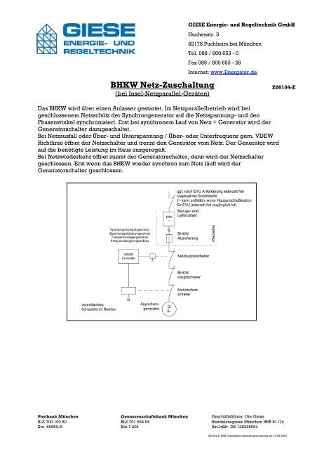 BHKW-Anmeldung beim EVU  - Giese Energie